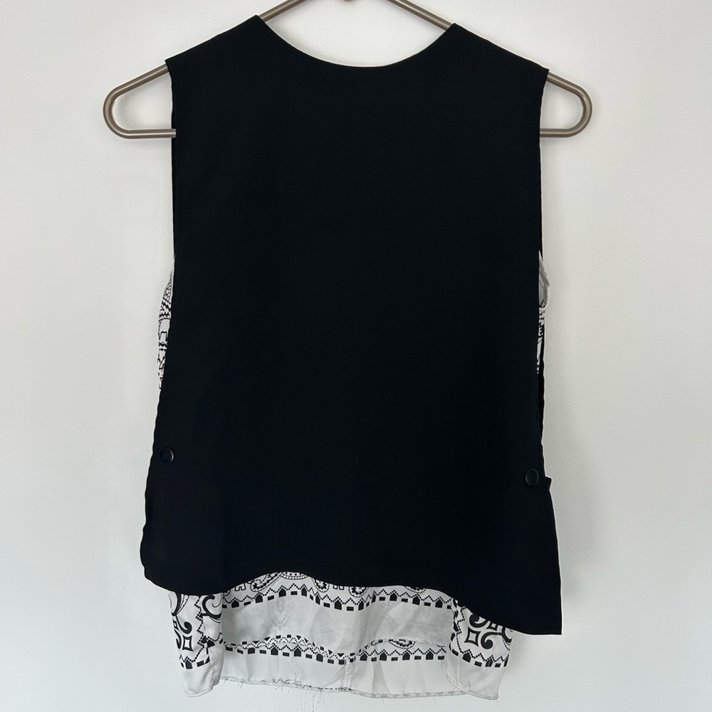 Black Tank Double Layered White Bandana Pattern Size XS